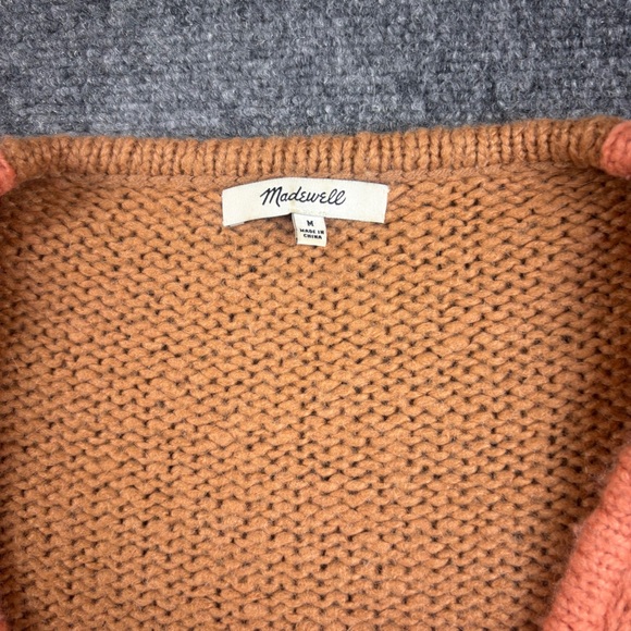MADEWELL Women’s Balloon-Sleeve Pullover Sweater Colorblock peach/brown - Medium - Picture 4 of 8